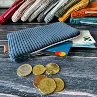 Dunkelblaues Mini-Portemonnaie, vielseitiges Täschchen, aus Cord, handgemacht Bild 5