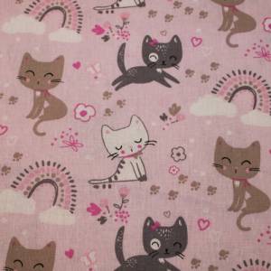 13,60 EUR/m Baumwollstoff Zoeline süße Katzen auf rosa Webware 100% Baumwolle Bild 1