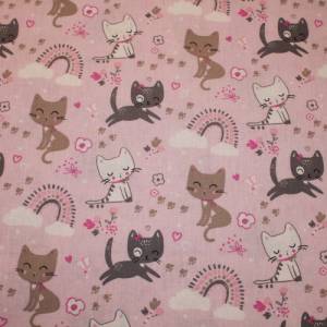 13,60 EUR/m Baumwollstoff Zoeline süße Katzen auf rosa Webware 100% Baumwolle Bild 3