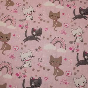 13,60 EUR/m Baumwollstoff Zoeline süße Katzen auf rosa Webware 100% Baumwolle Bild 4