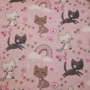 13,60 EUR/m Baumwollstoff Zoeline süße Katzen auf rosa Webware 100% Baumwolle Bild 5