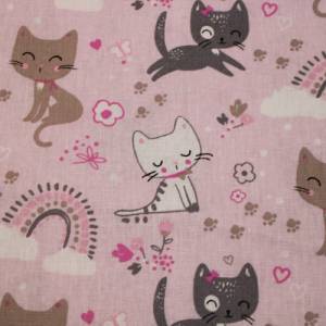 13,60 EUR/m Baumwollstoff Zoeline süße Katzen auf rosa Webware 100% Baumwolle Bild 6