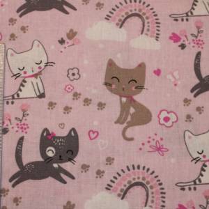 13,60 EUR/m Baumwollstoff Zoeline süße Katzen auf rosa Webware 100% Baumwolle Bild 7