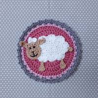 Schaf Aufnäher 10,5 cm, gehäkelter Button, Applikation für Kinder, Schultüte Klettie Schäfchen Bild 7