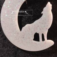Wolf mit Mond Glitzer Resin Kunst Sonnenfänger! Bild 2