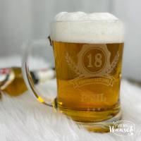 Bierkrug | Bierglas personalisiert | Geschenk zum Geburtstag | 18. Geburtstag | Bierglas | graviertes Bierglas Bild 1