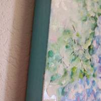 BLAUE HORTENSIEN 29cm x 29cm auf Galeriekeilrahmen - gemaltes Blumenbild auf Leinwand Bild 6