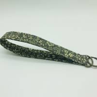 Find-mich-schneller Schlüsselband kurz ,Schlüsselanhänger Stoff oliv Blüten,Lanyard Bild 2