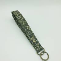 Find-mich-schneller Schlüsselband kurz ,Schlüsselanhänger Stoff oliv Blüten,Lanyard Bild 3