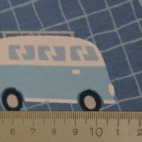 kuscheliger Sweat-Stoff French Terry mit Bulli VW-Bus blau und grau 50 x 145 cm Bild 5