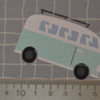 kuscheliger Sweat-Stoff French Terry mit Bulli VW-Bus blau und grau 50 x 145 cm Bild 9