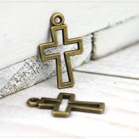 20 Anhänger Charm Kreuz Glaube Religion Schmuck DIY Basteln bronze 17x10,5mm Bild 1