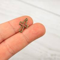20 Anhänger Charm Kreuz Glaube Religion Schmuck DIY Basteln bronze 17x10,5mm Bild 2
