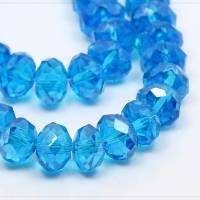 10 Glasperlen Kristallperlen facettiert Rondell transparent Blau Schmuck DIY Basteln 6x8mm Bild 1