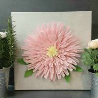 3D Leinwandbild Bild Wandbild mit rosa Blume aus Floristenkrepp Bild 1