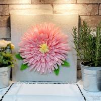 3D Leinwandbild Bild Wandbild mit rosa Blume aus Floristenkrepp Bild 2