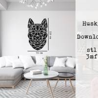 stl 3mf Husky Hund geometrisch 3D Druck Datei Download Bild 1