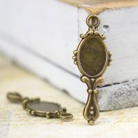 8 Anhänger Fassungen für 9x6 Cabochons antik Spiegel vintage DIY Basteln bronze Bild 1