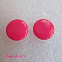 Ohrstecker groß pink fuchsia silberfarben Ohrringe rund Bild 8