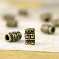 10 Perlen Spacer Zwischenteil Schmuck DIY bronze Röhre antik Inka Boho Muster 7x5mm Bild 1