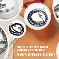 Die Schwarze Serviettenkette aus Glasperlen die praktische Perlenkette gegen Flecken ist handgemacht für Senioren Bild 2