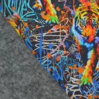Alpenfleece Plüsch Sweat in Neonfarben mit Tiger Digitaldruck 50 cm x 150 cm Happy Fleece Bild 4
