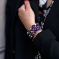 Damen Armband-Set aus Edelsteinen Amethyst und Hämatit, Makramee Armband, Geschenk für sie Bild 5