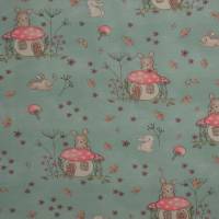 Jersey mit Maus Pilzhaus Märchen Wald rosa und grün 50 x 150 cm Nähen Bild 7