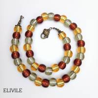 Halskette aus Glasperlen handgemachte Perlenkette Halskette mit Glas Perlen Herbst Farben Bild 1