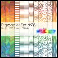 Digipapier Set #76 (rot, orange, gelb, grün, blau) abstrakte & geometrische Formen  zum ausdrucken, plotten & mehr Bild 1