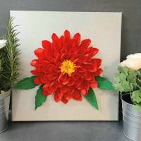 3D Leinwandbild Bild Wandbild mit roter Blume aus Floristenkrepp Bild 1