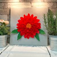 3D Leinwandbild Bild Wandbild mit roter Blume aus Floristenkrepp Bild 2