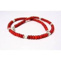 Edelsteinkette aus Bambus Koralle mit Silber 925, Kette Rot, Geschenk zum Geburtstag, Handmade Bild 1