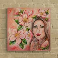 SPRING LOVE - frühlingshaftes Acrylgemälde mit frühlingshaften Blüten auf Leinwand 60cmx60cm Bild 1