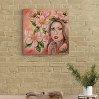 SPRING LOVE - frühlingshaftes Acrylgemälde mit frühlingshaften Blüten auf Leinwand 60cmx60cm Bild 2