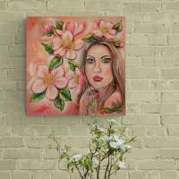 SPRING LOVE - frühlingshaftes Acrylgemälde mit frühlingshaften Blüten auf Leinwand 60cmx60cm Bild 4