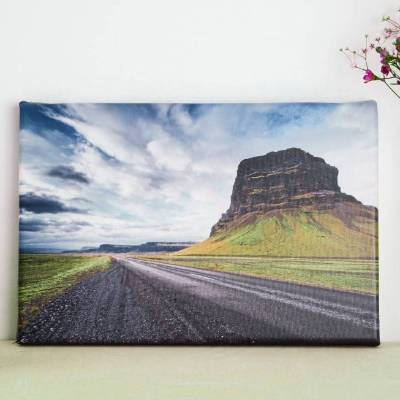 Island Landstraße mit Berg Leinwand Druck Fotografie 20 x 30 cm Kunst Fotografie Wanddeko Wandbild