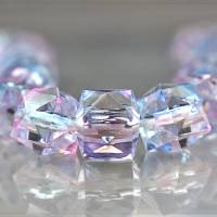 20 Acryl Perlen Vieleck Deko Diamant look DIY facettiert Basteln zweifarbig transparent rosa blau 8mm Bild 2