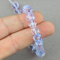 20 Acryl Perlen Vieleck Deko Diamant look DIY facettiert Basteln zweifarbig transparent rosa blau 8mm Bild 3