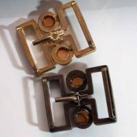 2 Gürtelschließen 25mm gold- und bronzefarben 60er, 70er, 2.-teilig Schnalle, Gürtelschnalle, Schließe, Verschluss Bild 3