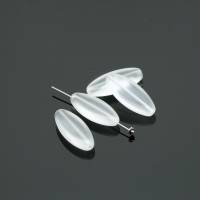4 Glasperlen Perlen klar transparent matt schwarz oval DIY Basteln 30x12mm Bild 2