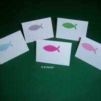 Tisckarte zur Kommunion/Konfirmation, Platzkarte-Name in weiß zum aufstellen mit Fisch für Jungen/Mädchen, versch.Farben Bild 2