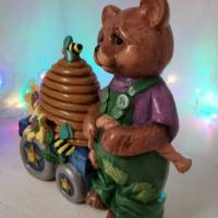 Süsser Keramik Teddy mit Bienwagen Bild 4