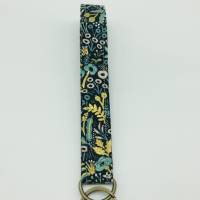 Find-mich-schneller Schlüsselband kurz ,Schlüsselanhänger Stoff schwarz Blüten,Lanyard Bild 4