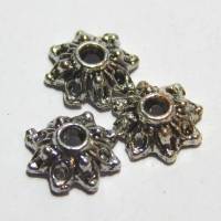 Perlkappe, Blüte, Silberfarben, 9x3,2mm, 1 Stück Bild 1