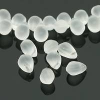 20 Glasperlen Perlen matt klar transparent Tropfen Schmuck DIY Basteln 9x6mm Bild 1