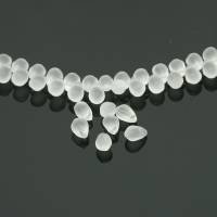 20 Glasperlen Perlen matt klar transparent Tropfen Schmuck DIY Basteln 9x6mm Bild 2