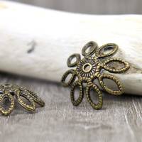 10 XL Perlkappen Perlenkappen Endkappen Blume Blütenblätter Spacer Schmuck DIY Basteln bronze 20mm Bild 1