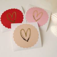 Aufkleber Sticker Set Herz mit Goldeffekt, 10, 20 oder 50 Stück, Geschenkverpackung Geburtstag, rot beige rosa Bild 1
