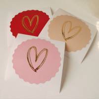Aufkleber Sticker Set Herz mit Goldeffekt, 10, 20 oder 50 Stück, Geschenkverpackung Geburtstag, rot beige rosa Bild 2